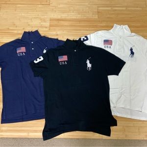 Polo Ralph Lauren Mens Polo USA Big Pony RL Team #3 Short Sleeve Shirt Bundle